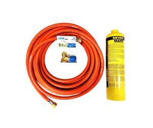 Kit de tuyaux à gaz propane-butane Zatechs 5 m 3/8" avec régulateur CFH 7/16" avec raccord pour bouteille de gaz MAPP PRO et chalumeau à souder pour cartouche de gaz