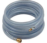 Kit de tuyaux en PVC avec raccord rapide et tampon de fonctionnement. Charge maximale : 60 °C, tuyau ø 15 x 9, PN à 23 °C max. 15 bar, longueur 25 m.