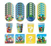 Kit de Vaisselle Jetable Super Mario Bros pour Fête d'Anniversaire : Nappe, Gobelets, Assiettes, Serviettes et Sacs Tablecloth 1Pcs