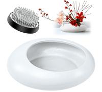 Kit de vase Elifinds Flower Frog, arrangement floral Ikebana, kit de vase d'arrangement floral en céramique goutte d'eau (taille grande blanche)