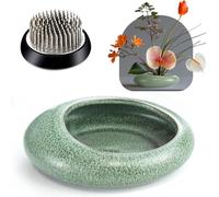 Kit de vase Grenouille Fleur, Arrangement floral Ikebana en céramique - Pot à fleurs goutte d'eau Grenouille Fleur - Kit de vase arrangement floral (Vert Petite Taille)