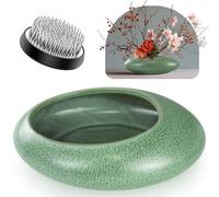 Kit de vase Grenouille Fleur, bol en céramique pour arrangement Ikebana - Grenouille Fleur goutte d'eau Pot de fleurs pour arrangement floral (Vert Grand Taille)