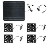 Kit de ventilateur d'échappement solaire 25 W avec 4 ventilateurs, étanche IP65, ventilateur de ventilation solaire pour camping-car, serre, maison pour animaux, poulailler, pas de câblage nécessaire