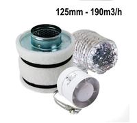 Kit de Ventilation pour Chambre de Culture Indoor - Extracteur d'air 190 m³-h avec Filtre à Charbon actif et accessoires complets