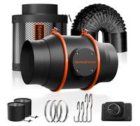 Kit de ventilation pour growbox - Ventilateur tubulaire Ø 15 cm - Régulateur de vitesse - Silencieux - Débit d'air élevé - 110–240 V 50/60 Hz - Tuyau de 4 m - Gris foncé