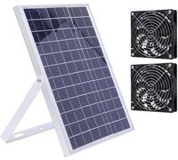 Kit de ventilation solaire 15 W - Indice de protection IP65, résistant aux intempéries - Double ventilateur pour abris de jardin et serres