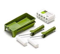 Kit de vernis : Lot de 10 rouleaux droits en mousse de 11 cm + 2 anses de rouleaux de peinture + 2 bacs à peinture.
