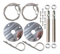 Kit de verrouillage de capot en acier inoxydable avec câble de verrouillage pour voiture de sport de course, SUV, camion, noir (argent)
