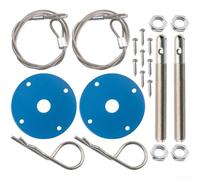Kit de verrouillage de capot en acier inoxydable noir argenté (bleu) | Système de déclenchement par câble - Mécanisme caché - Acier inoxydable - Ajustement parfait - Noir, argent, rouge, bleu