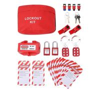 Kit de verrouillage et d'étiquetage pour disjoncteurs, comprenant : cadenas, étiquettes de sécurité, charnières de sécurité, attaches de câble, fabriqué en plastique ABS, laiton et acier inoxydable, a