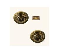 Kit de vidage ALBEY pour évier 2 bacs Inox PVD or brillant diamètre 90 mm trop plein rectangulaire