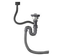 Kit de Vidange D’évier Simple Trop-plein, Siphon S Flexible | PVC et Acier, Routage Souple, Limite les Fuites D’eau, pour Lavabo et Évacuation en Salle de Bain