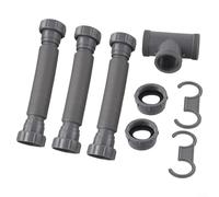 Kit de vidange d'évier réglable Double P Siphon Système pour deux éviers adjacents Extensible 20-80 cm Supporte les tuyaux 1-1/2" et 1-1/4" Prévention des fuites Amovible