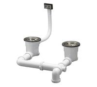 Kit de vidange extra-plat double vasque Valentin blanc/chromé 40mm