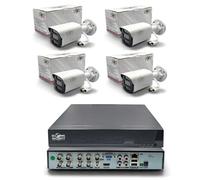 Kit de Vidéosurveillance 4 Canaux Extérieur 5 Mégapixels Lite GSS Pro, Système Filaire BNC XVR Hybride IA (Détection Humaine), Sortie HDMI 2K, Audio sur Coaxial TVI (sans Disque Dur)