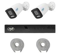 Kit de vidéosurveillance NVR POE PNI House IP710J, comprenant 2 caméras PNI IP515J de 5 mégapixels et