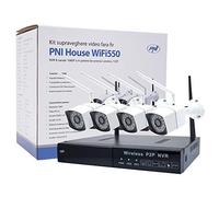 Kit de vidéosurveillance PNI House WiFi550 NVR 8 canaux 1080P et 4 caméras sans fil extérieures 720P, P2P, IP66