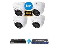 Kit de vidéosurveillance PoE, comprenant 4 caméras dôme, résolution 8MP, qualité 4K, enregistreur NVR et switch PoE