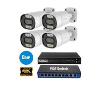 Kit de vidéosurveillance PoE RobiCam 4 caméras Bullet 8MP 4K NVR Switch PoE détection IA