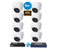 Kit de vidéosurveillance PoE RobiCam 8 caméras dôme 8MP 4K, NVR, Switch PoE, détection IA