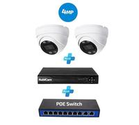 Kit de vidéosurveillance PoE RobiCam avec 2 caméras dôme 4MP, NVR et switch PoE 8 ports