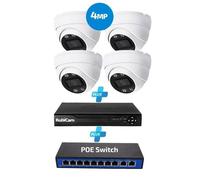 Kit de vidéosurveillance PoE RobiCam avec 4 caméras dôme 4MP, NVR et switch PoE 8 ports