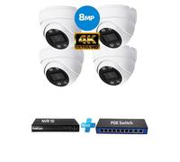 Kit de vidéosurveillance PoE RobiCam avec 4 caméras dôme 8MP 4K, NVR et switch PoE