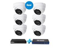 Kit de vidéosurveillance PoE RobiCam avec 6 caméras dôme 4MP, NVR et switch PoE 8 ports
