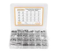 Kit de vis à tête fraisée et à six pans creux, écrous et rondelles M2 M3 M4 M5, ensemble d’éléments de fixation en acier inoxydable 304 avec boîte de rangement, pour la réparation
