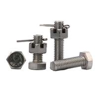 Kit de vis à tête hexagonale M6 en acier inoxydable 304, avec trous et écrous fendus, 10 jeux, trou l'extrémité tige traversante(M6*25 (10 sets))