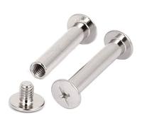 Kit de vis de reliure Chicago - Lot de 30 - métal nickelé - avec boutons - argent
