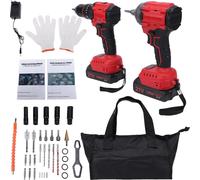 Kit de visseuse à percussion sans fil 21V – 350N, moteur sans balais, 2400 RPM, avec 2 batteries et LED, incluant une fonction de perçage de Ø 10 mm, pour usage domestique et professionnel, prise EU, 
