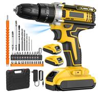Kit de visseuse sans fil - Visseuse-perceuse sans fil 21 V - Couple de 42 Nm - 3 en 1 - 25+3 réglages de couple - 2 vitesses - 1500 tr/min - 2 batteries (lot B)
