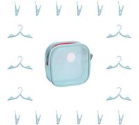 Kit de Voyage Portable Bleu, Lot de 6 cintres Pliables pour vêtements, 12 Pinces et 1 Sac de Rangement, étendoir léger pour Voyages d'affaires, croisières, dortoirs, Maison, Ouverture 42 cm