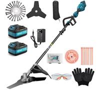 Kit débroussailleuse sans fil 700W - 2x5200mAh + chargeur - Manche télescopique & 3 lames - Sécurité intégrée