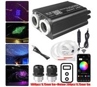 Kit d'éclairage de ciel étoilé - Plafonnier à fibres optiques - Meteor Twinkle 4 m - RGBW - 32 W - Application Bluetooth - Télécommande 24 boutons - 12 V