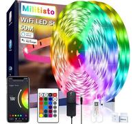 Kit d'éclairage LED intelligent de 50 mètres, compatible avec Alexa,Wi-Fi,d'éclairage par la musique