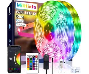 Kit d'éclairage LED intelligent de 50 mètres, compatible avec Alexa,Wi-Fi,d'éclairage par la musique