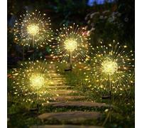 Kit d'éclairage solaire pour 4 à 120 lampes LED « feux d'artifice » – Dandelion Design – Lampes de jardin solaires résistantes aux intempéries – Pour balcons, terrasses, jardins, jardinières et décora