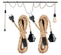 Kit d'éclairage suspendu avec interrupteur à brancher Lampe en tissu vintage avec ensemble de douilles de lampes suspendues en cor