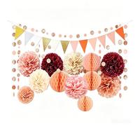 Kit Décoration Fête Vert Sauge 16 Pièces Guirlande Fanion Or Crème | Mariage bohème champêtre élégant, pompon baptême cérémonie, chambre gender reveal, vintage rustique, anniversaire