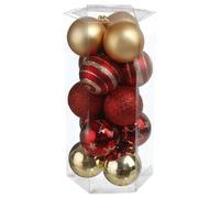 Kit Décoration pour sapin de Noël - 15 Pièces - Rouge et doré