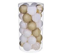 Kit Décoration pour sapin de Noël - 30 Pièces - Doré et blanc