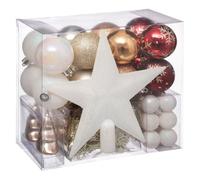 Kit Décoration pour sapin de Noël - 44 Pièces - Blanc, doré, cuivré et rouge