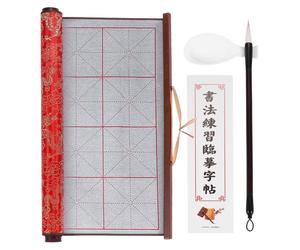 Kit d'écriture à l'eau pour calligraphie, comprenant un tissu réutilisable, un pinceau, un livre d'exercices et de la peinture bleue