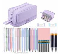 Kit d'écriture de 32 pièces comprenant une trousse, des stylos, des gommes, de couleur violette