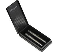 Kit d'écriture en aluminium recy omprenant un stylo à bille et un stylo plume, finition dorée mate
