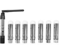 Kit ded'éclairage sans fil DMX512 - Émetteur + 7 récepteurs - 2,4 GHz - Portée 400 m - 20 dBm - 8 adaptateurs secteur - Noir