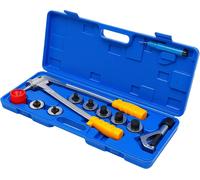Kit d'élargisseurs de tubes - Manuel - 7 têtes d'élargissement interchangeables - Pour tubes de 10 à 28 mm - Acier trempé - Avec coupe-tube et ébavureur - Bleu