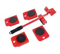 Kit déménagement meubles FISHTEC Levier à roulettes et 4 patins de déplacement Charge 150 kg Déplacement sans effort Rouge G